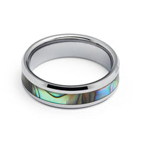 6mm - Tungsten Carbide Wedding Band with Mother of Pearl Inlay- Tungsten wedding Ring