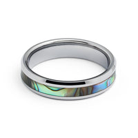 4mm - Tungsten Carbide Wedding Band with Mother of Pearl Inlay- Tungsten wedding Ring