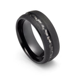 8mm - Tungsten Meteorite Ring, Black sandblasted wedding Ring,