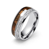 8mm - Tungsten Meteorite Wedding Band, With Koa Wood Arrow Inlay Ring