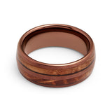 8mm Tungsten Carbide Espresso Double Wood Barrel Ring Dome shape