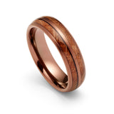 6mm - Tungsten Espresso Brown Double Barrel Wood Ring