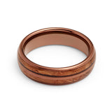 6mm - Tungsten Espresso Brown Double Barrel Wood Ring