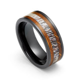 8mm - Tungsten Carbide Whisky Barrel Deer Antler Inlay Ring