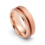 8 mm- Rose Gold Tungsten Carbide wood Ring, Real Koa Wood Inlay Ring