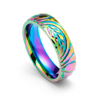 Rainbow Leaf Titanium Wedding Ring Domed Polished Wedding Band, Engagement Ring, Titanium Wedding Band, Comfort Fit Ring- 6mm