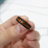 6mm Black Tungsten Carbide Wedding Ring with Koa Wood Inlay