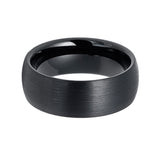 8mm Black Tungsten Carbide Wedding Ring Dome Shape Brush Finish