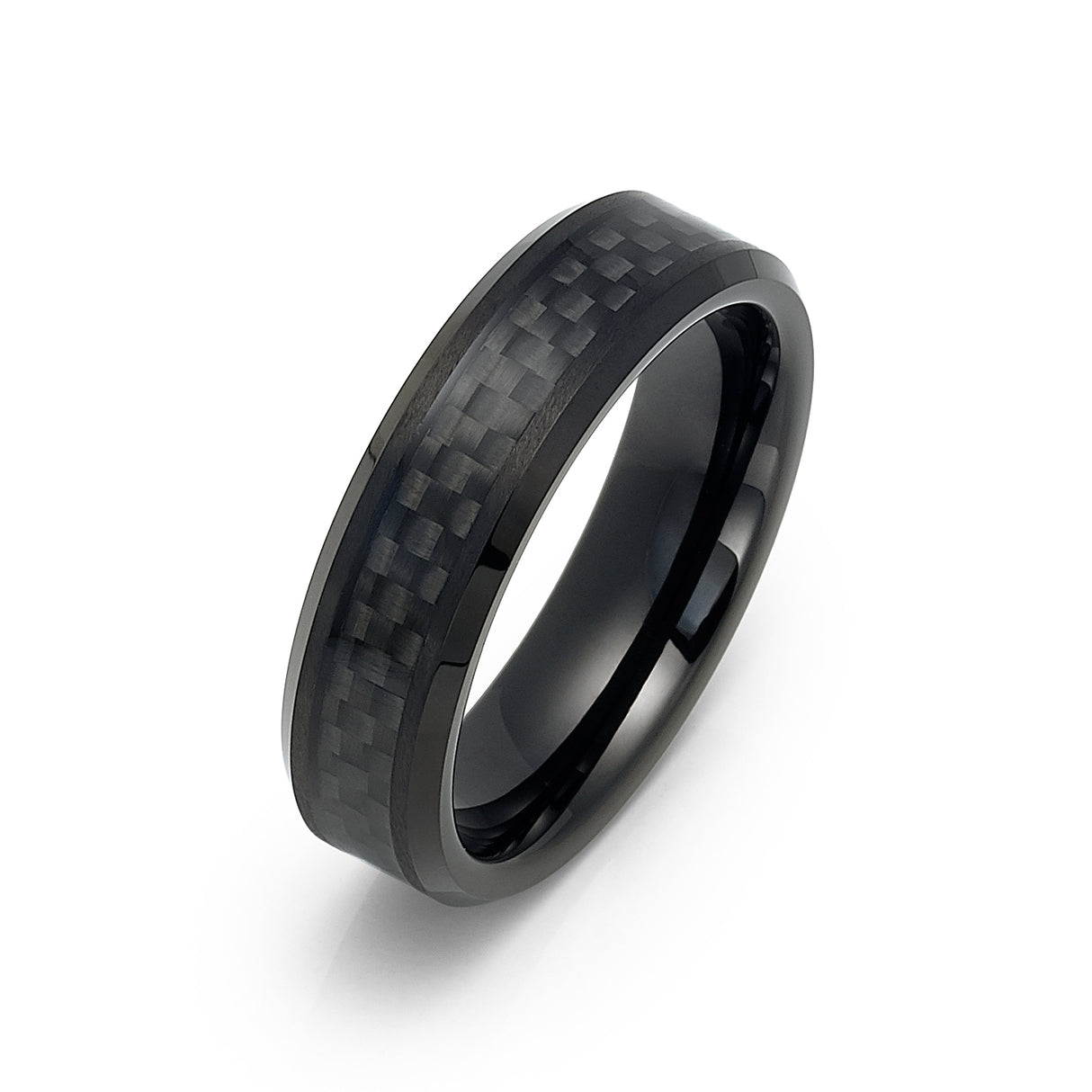 6mm Black Tungsten wedding ring with Carbon Fiber Inlay