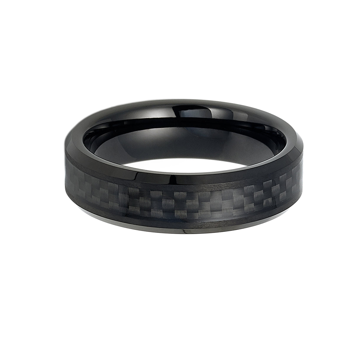 6mm Black Tungsten wedding ring with Carbon Fiber Inlay