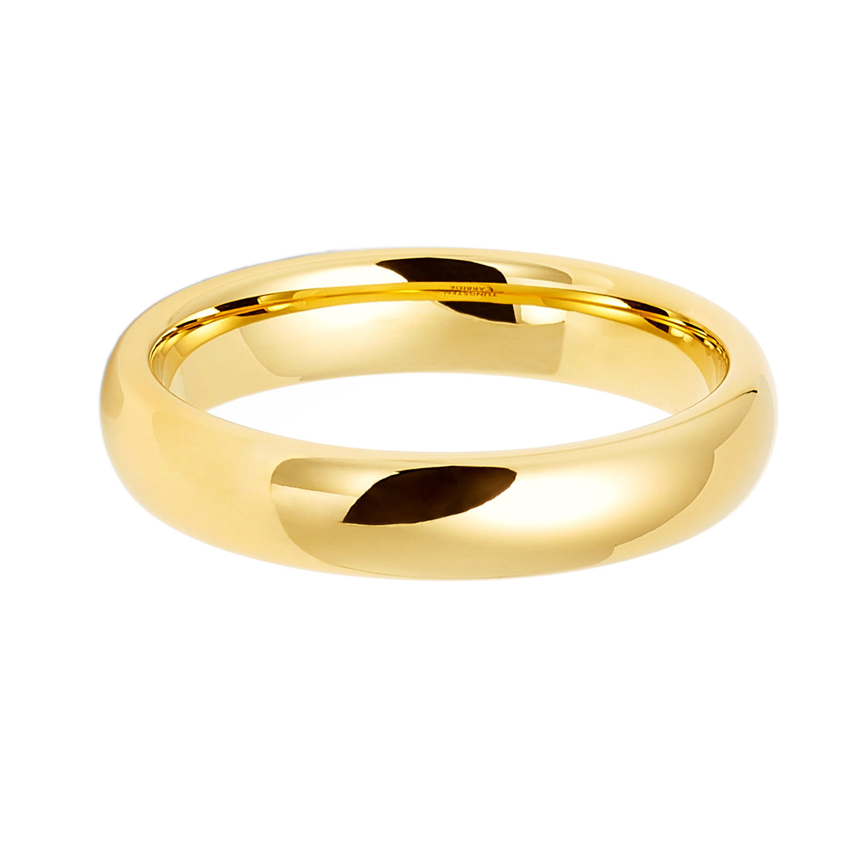 5mm - 14k Yellow Gold Tungsten Wedding Band, High Polish Dome Shape, Anniversary Ring