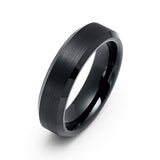 6mm Black Tungsten Carbide Wedding Ring with Brushed Center