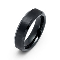 6mm Black Tungsten Carbide Wedding Ring with Brushed Center