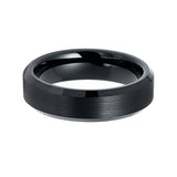 6mm Black Tungsten Carbide Wedding Ring with Brushed Center