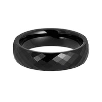 6mm Black Diamond Faceted Tungsten Carbide Wedding Ring