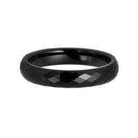 4mm Black Diamond Faceted Tungsten Carbide Wedding Ring