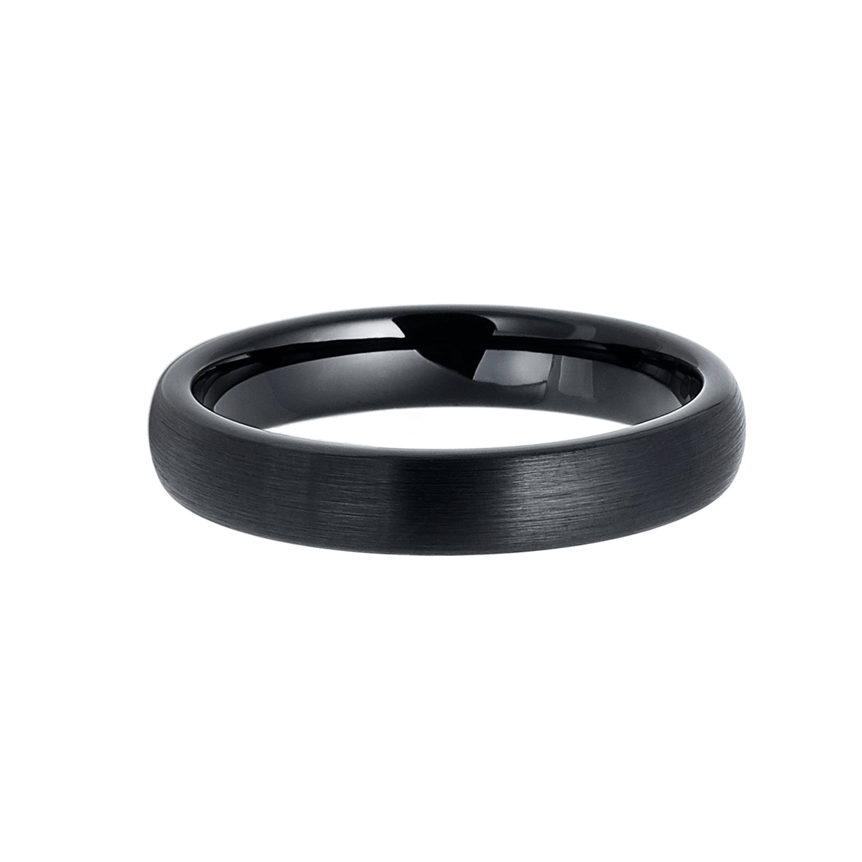 4mm- Black Tungsten Wedding Band Brush Finish Ring