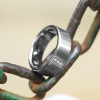 8mm - Silver Tungsten Wedding Ring, Brushed Finish, 3 Cubic Zircon Diamonds