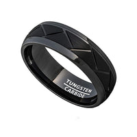 8mm - Tungsten Carbide Wedding Ring Matte Brushed Zigzag Groove Tungsten Ring