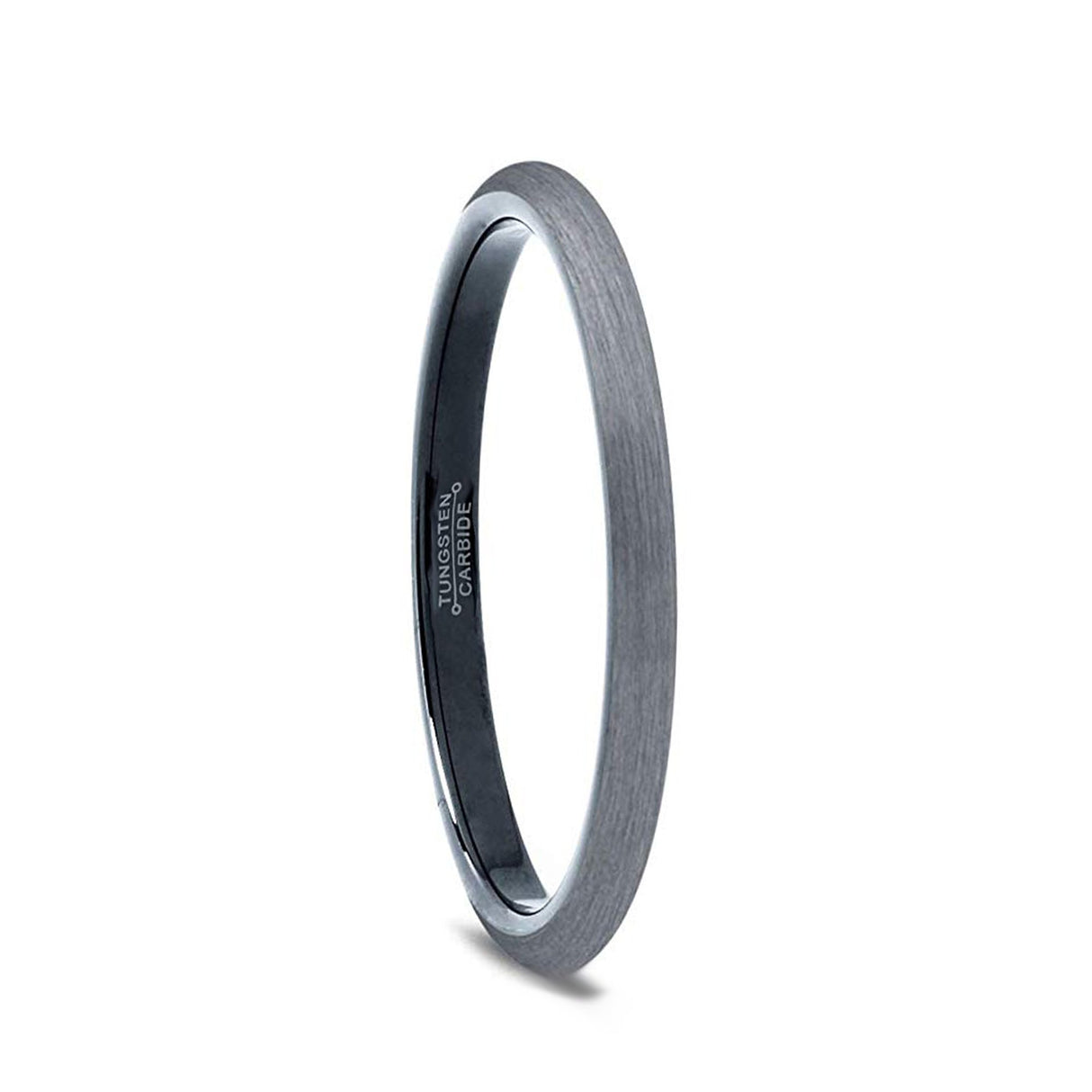 2mm - Thin Gun Metal Tungsten Carbide Wedding Band