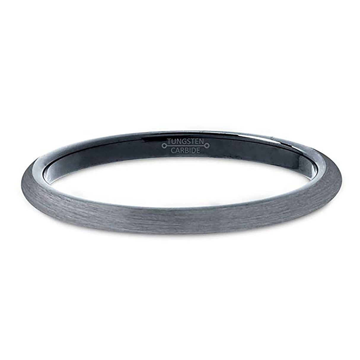 2mm - Thin Gun Metal Tungsten Carbide Wedding Band