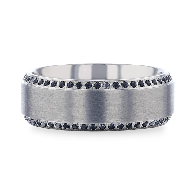 CHAMPION Titanium Men's Wedding Band W/ Black Sapphire - 8mm