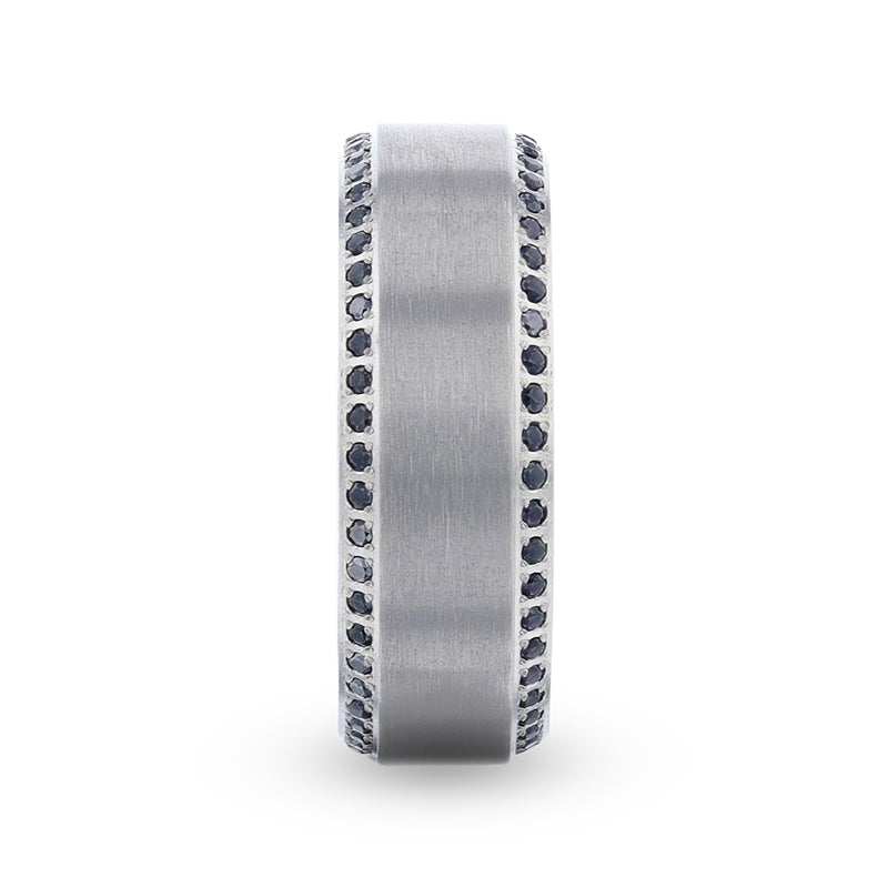 CHAMPION Titanium Men's Wedding Band W/ Black Sapphire - 8mm