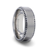 CHAMPION Titanium Men's Wedding Band W/ Black Sapphire - 8mm