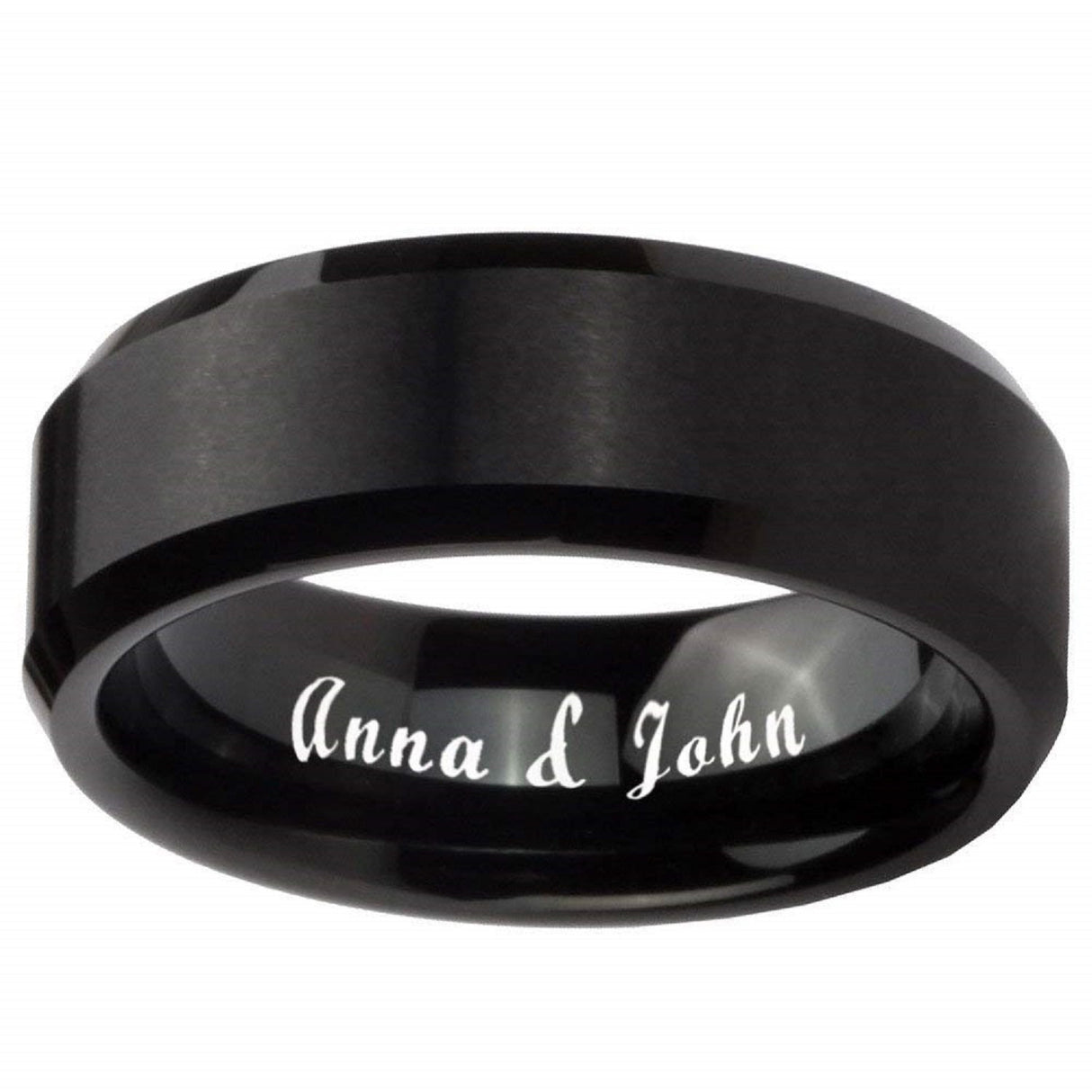 8mm Black Zirconium Wedding Ring with Off Center Groove