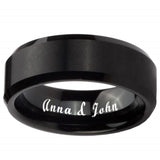 6mm - Rose Gold Tungsten Band Stepped Edges Brushed Black Center