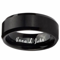 8mm Black Tungsten Wedding Band with Green Inside Inlay
