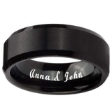 12mm Black Tungsten Wedding Band, Flat Top Black Brushed Ring