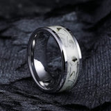 8mm - Tungsten Carbide Ring Luminous Glowing Stones Black Silver Men Wedding Bands White Stars Color Polished