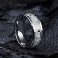 8mm - Tungsten Carbide Ring Luminous Glowing Stones Black Silver Men Wedding Bands White Stars Color Polished