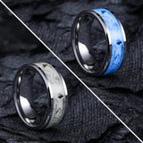 8mm - Tungsten Carbide Ring Luminous Glowing Stones Black Silver Men Wedding Bands White Stars Color Polished