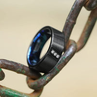 8mm Black Brushed Tungsten Wedding Band with 3 Cubic Zircon Diamonds