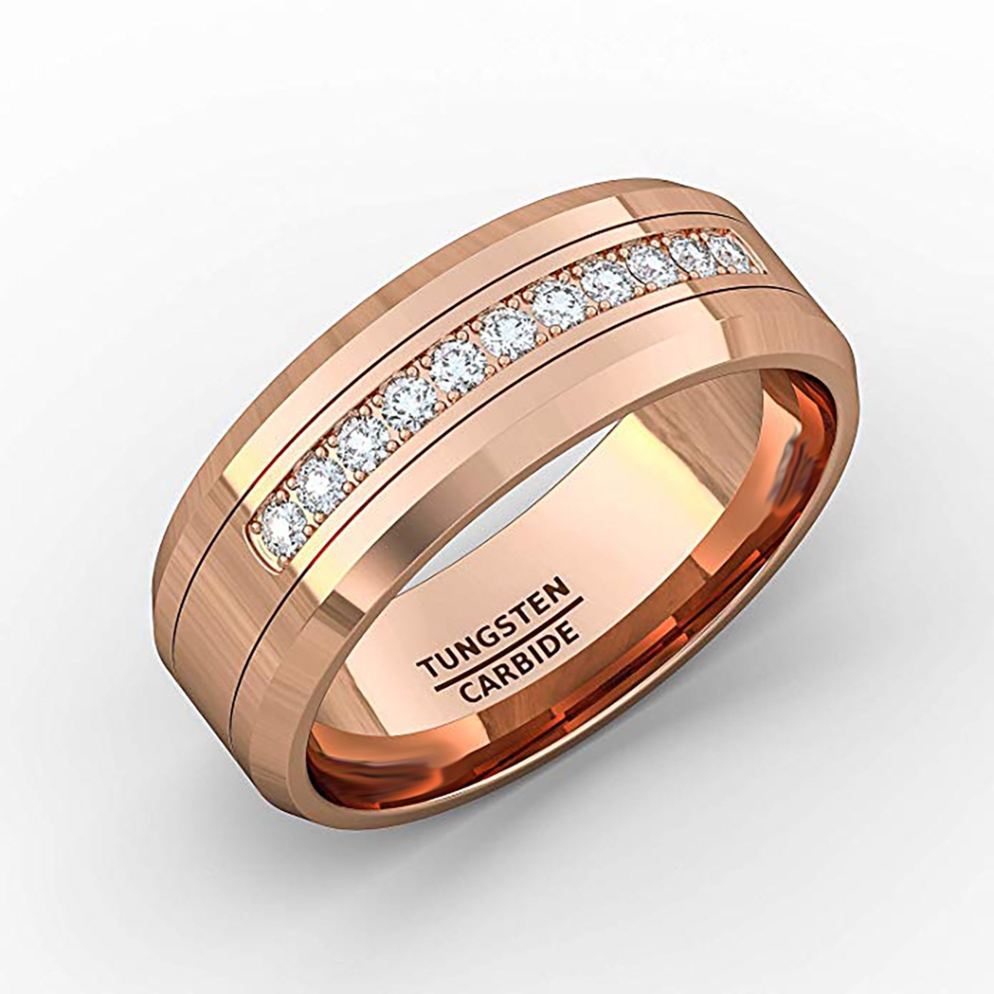 Rose Gold Tungsten, Tungsten Carbide, Mens Wedding Band,Engagement Ring, Promise Ring, Rings for Men, Anniversary Ring,Black Rose Gold Ring