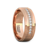 8mm - Rose Gold Tungsten Wedding Band Men, Comfort Fit Anniversary Ring, Engagement Band