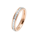 4MM Rose Gold Princess Cut Women's Eternity Titanium Ring Wedding Band with CZ