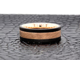 8mm - Tungsten Wedding Ring, Rose Gold With Pure Carbon Fiber Edges