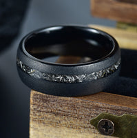 8mm - Tungsten Meteorite Ring, Black sandblasted wedding Ring,