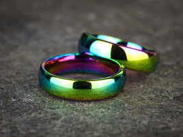 6mm Rainbow Tungsten Wedding Ring Domed Polished Wedding Band