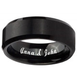 8mm Silver & Blue Tungsten Wedding Band W/ Brushed Blue Center & Polished Edges