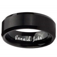 8mm Black Tungsten Carbide Ring With Red Carbon Fiber Inlay