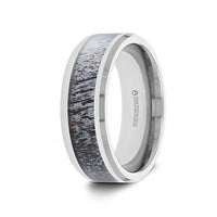 8mm BUCK Polished Beveled Tungsten Carbide Men's Wedding Band with Ombre  Antler Inlay