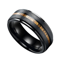 8mm Black Tungsten Wedding Band With Real Wood Inlay