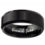 8mm Black Diamond Faceted Tungsten Carbide Wedding Ring