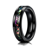 4mm Black Tungsten Carbide Ring Inlaid with Multi Color Fragments