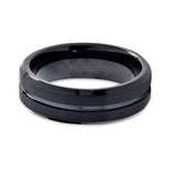 6mm - Black Tungsten Carbide Wedding Band Black Center Groove