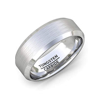 8mm - Silver Tungsten Wedding Band, Brushed Finish, Silver Tungsten Ring,